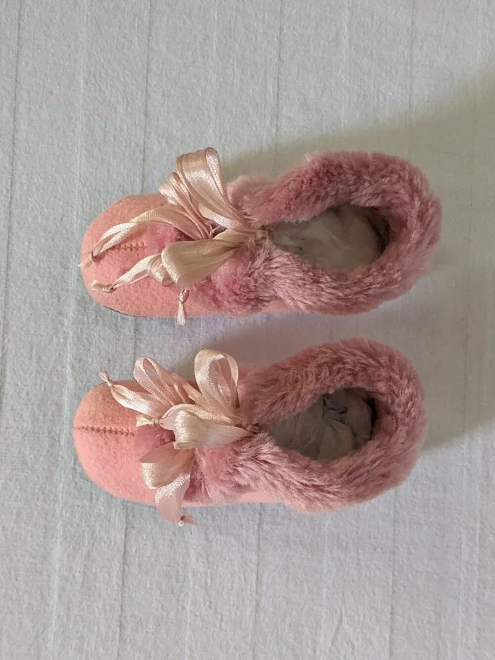 Vtg 1950s Poll Parrot Pink Felt Baby Slippers in Original Storybook Box